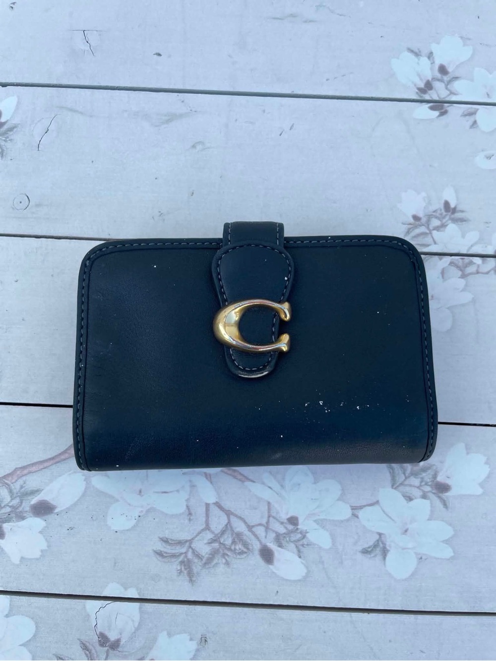 Coach Black Leather Wallet with Gold 'C' Hardware